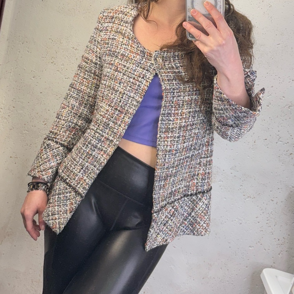 Andrea Bogosian Couture Tweed Women's Blazer Jacket Size Medium
